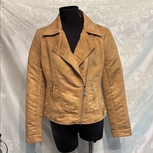 Tan Suede Moto Jacket Small